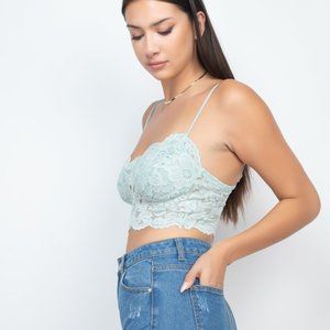 Floral Lace Top Green Blue